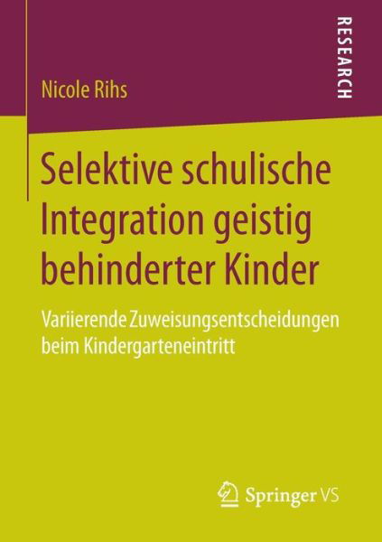 Cover for Rihs · Selektive schulische Integration g (Bok) (2016)