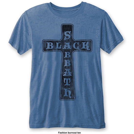 Cover for Black Sabbath · Black Sabbath Unisex T-Shirt: Vintage Cross (Burnout) (T-shirt) [size S] [Blue - Unisex edition]