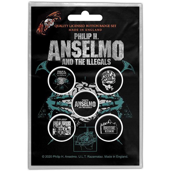 Philip H. Anselmo & The Illegals Button Badge Pack: Brain - Phil H. Anselmo & The Illegals - Koopwaar -  - 5056365705895 - 