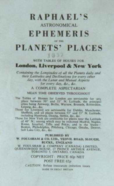 Cover for Edwin Raphael · Raphael's Astronomical Ephemeris: With Tables of Houses for London, Liverpool and New York (Paperback Book) [New edition] (1979)