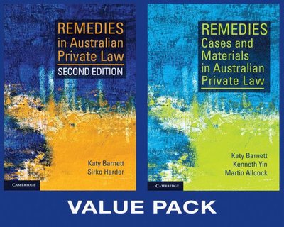 Cover for Barnett, Katy (University of Melbourne) · Remedies in Australian Private Law Value Pack: 2ed Textbook and 1ed Cases and Materials Textbook (Book) (2025)