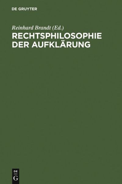 Cover for Reinhard Brandt · Rechtsphilosophie der Aufklärung (Book) (1982)