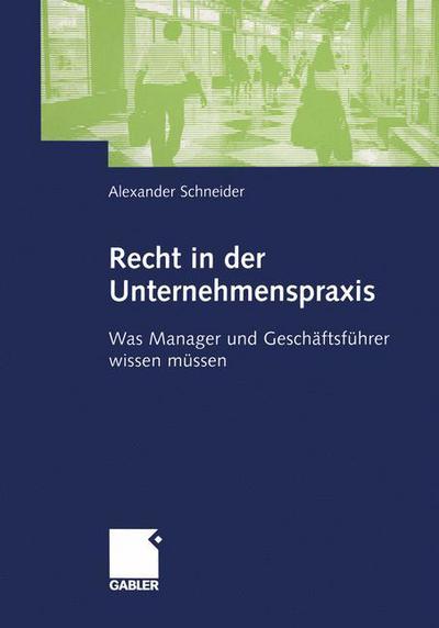 Cover for Schneider, Alexander (Microsoft) · Recht in Der Unternehmenspraxis: Was Manager Und Geschaftsfuhrer Wissen Mussen (Paperback Book) [2004 edition] (2004)