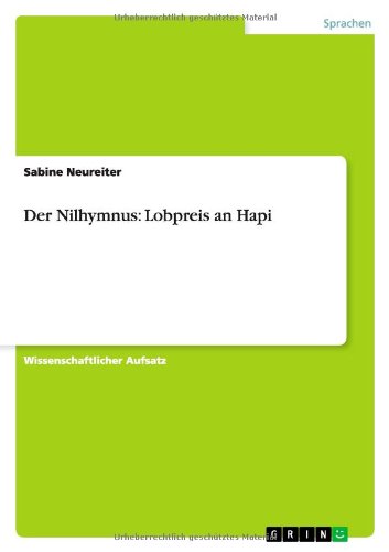 Cover for Sabine Neureiter · Der Nilhymnus: Lobpreis an Hapi (Paperback Book) [German edition] (2013)