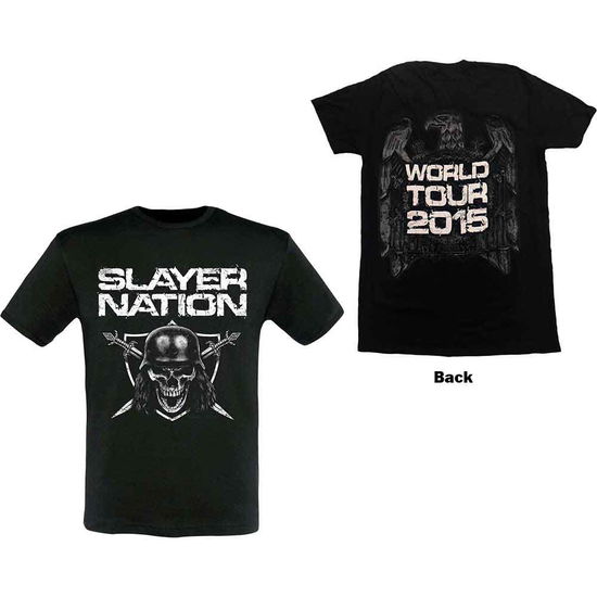 Slayer Unisex T-Shirt: Slayer Nation 2015 Dates (Ex-Tour & Back Print) - Slayer - Koopwaar - Global - Apparel - 5056170652896 - 