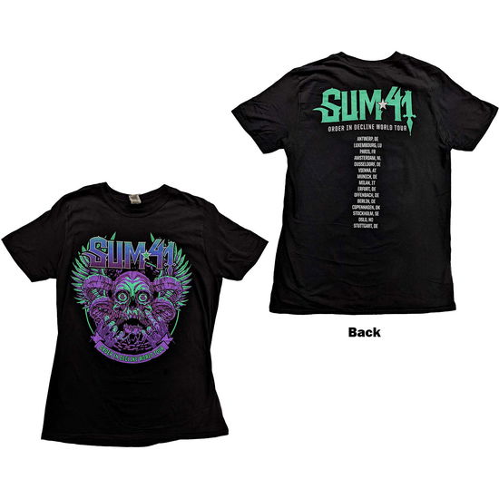 Sum 41 Unisex T-Shirt: Order In Decline Tour 2020 Purple Skull (Ex-Tour & Back Print) - Sum 41 - Marchandise -  - 5056561067896 - 