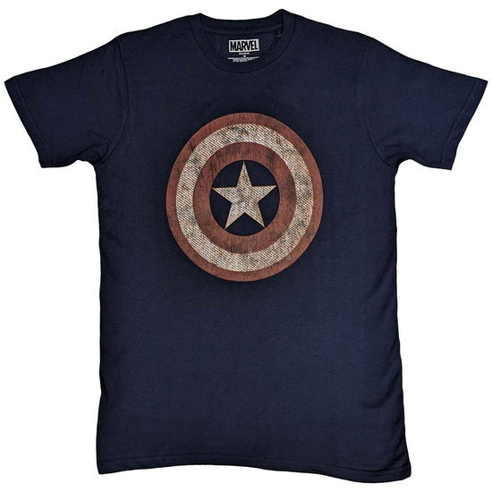 Marvel Comics Unisex T-Shirt: Captain America Embroidered Shield - Marvel Comics - Marchandise -  - 5056561096896 - 