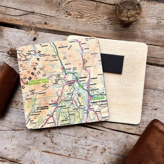 Cover for OS Map Wooden Square Magnet - Lake District National Park (MERCH) (2025)