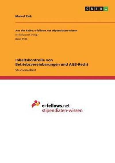 Cover for Zink · Inhaltskontrolle von Betriebsverei (Book)