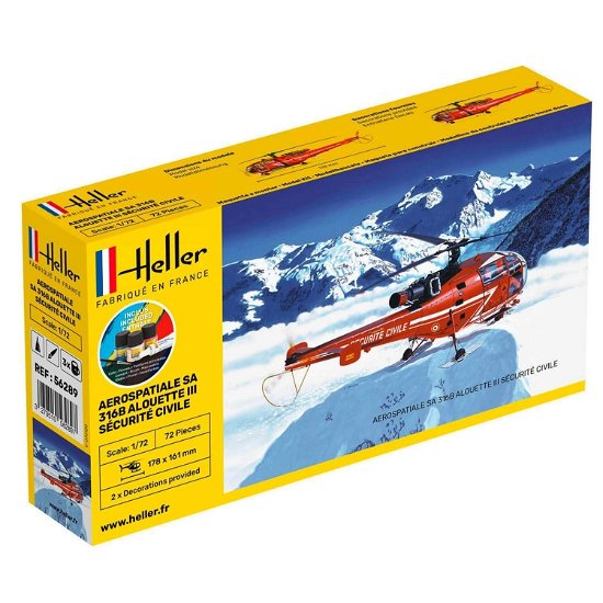 1/72 Starter Kit 316b Alouette Iii Securite Civile - Heller - Merchandise - MAPED HELLER JOUSTRA - 3279510562897 - 