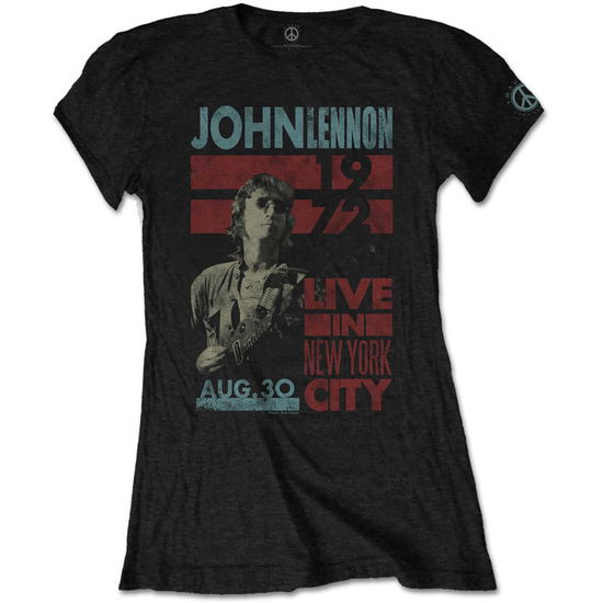 John Lennon Ladies T-Shirt: Live In New York City - John Lennon - Fanituote -  - 5056170655897 - 