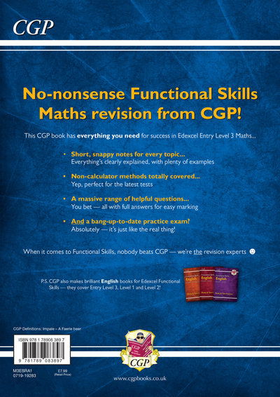 Functional Skills Maths: Edexcel Entry Level 3 - Study & Test Practice - CGP Functional Skills - CGP Books - Bøger - Coordination Group Publications Ltd (CGP - 9781789083897 - 29. juli 2019