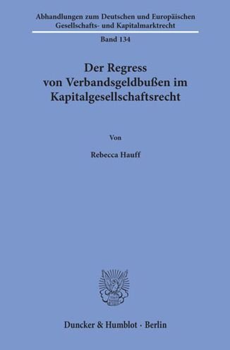 Cover for Hauff · Der Regress von Verbandsgeldbußen (Book) (2019)