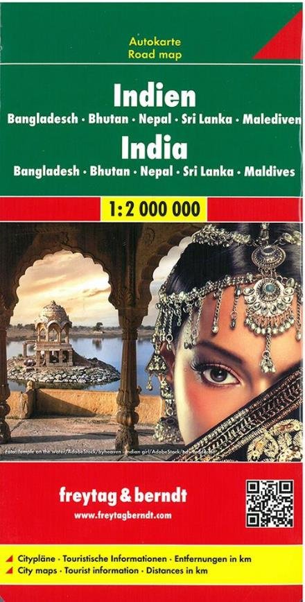 India - Bangladesh - Bhutan - Nepal - Sri Lanka - Maldives Road Map 1:2 000 000 - Freytag & Berndt - Boeken - Freytag-Berndt - 9783707913897 - 1 februari 2016