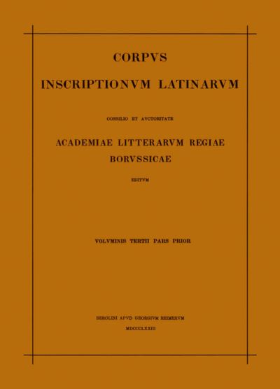 Cover for Theodor Mommsen · Inscriptiones Aegypti et Asiae. Inscriptiones Provinciarum Europae Graecarum. Inscriptionum Illyrici Partes I-V Pars I (N/A) (1958)