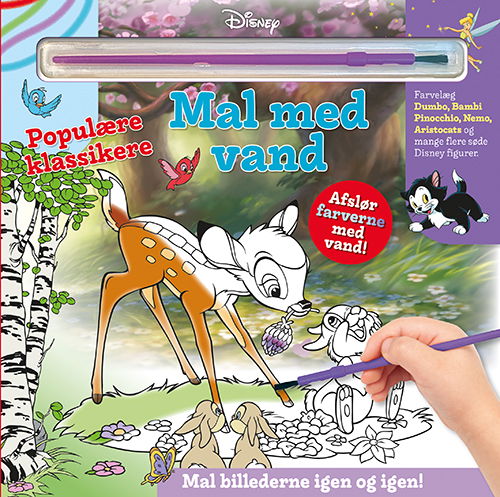 Disney: Mal med vand - Disney - Populære klassikere (bog med pensel - farvelæg igen og igen) (Pappbok) [1:a utgåva] (2023)