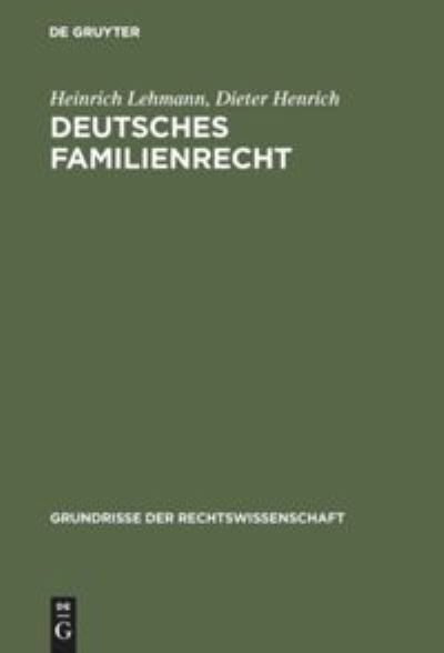 Cover for Dieter Henrich · Deutsches Familienrecht (Hardcover Book) (1967)