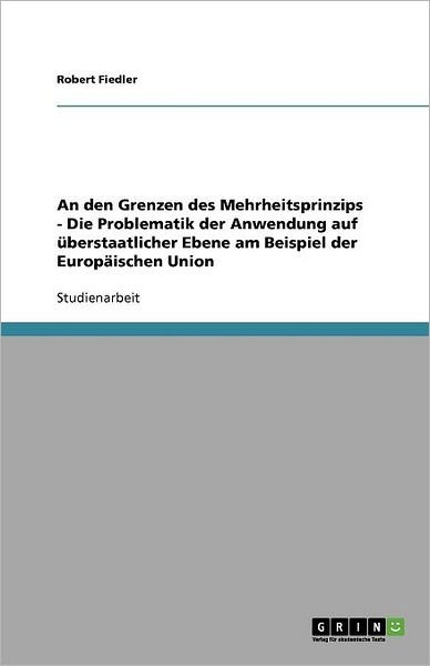 Cover for Fiedler · An den Grenzen des Mehrheitspri (Bog)