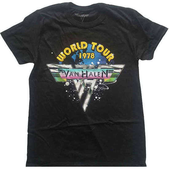 Van Halen Unisex T-Shirt: World Tour '78 Full Colour - Van Halen - Koopwaar -  - 5056368686900 - 