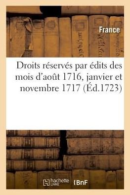 Cover for France · Recueil Des Reglements, Tarifs Et Instructions Concernant Les Droits Reserves (Pocketbok) (2018)