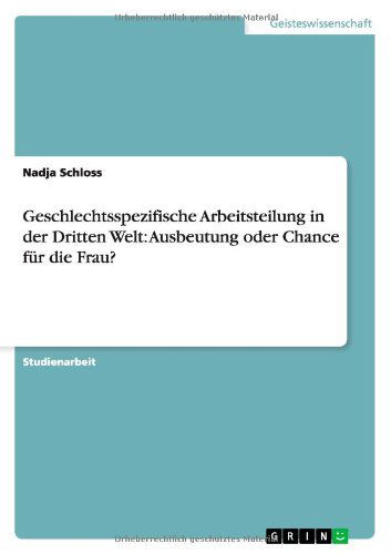 Cover for Schloss · Geschlechtsspezifische Arbeitst (Book) [German edition] (2013)