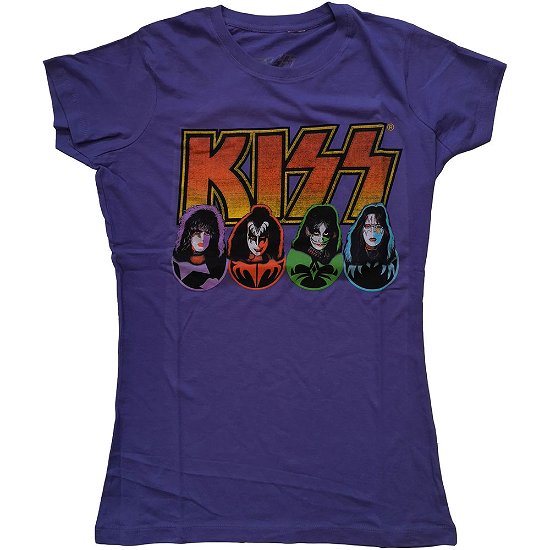 KISS Ladies T-Shirt: Logo, Faces & Icons - Kiss - Fanituote -  - 5056368676901 - 