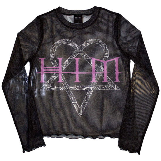 Cover for Him · HIM Ladies Crop Top: Heartagram &amp; Logo (Mesh) (XX-Small) (CLOTHES) [size XXS] (2024)