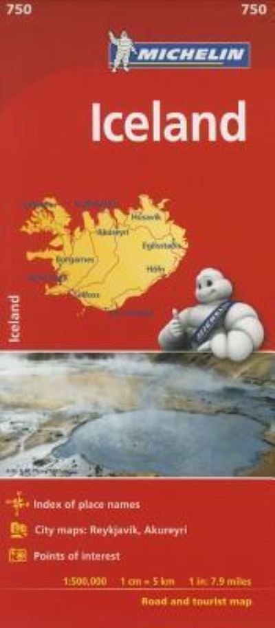 Iceland - - Michelin National Map 750 - Michelin - Boeken - Michelin Editions des Voyages - 9782067211902 - 1 augustus 2022