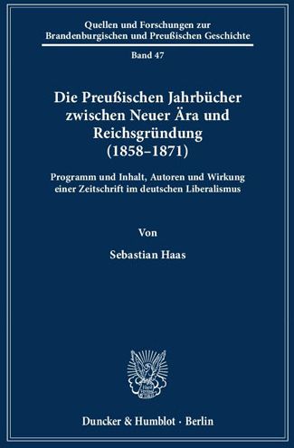 Cover for Haas · Die Preußischen Jahrbücher zwische (Book) (2016)