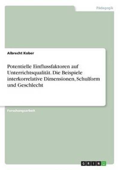 Cover for Kober · Potentielle Einflussfaktoren auf (Book) (2016)