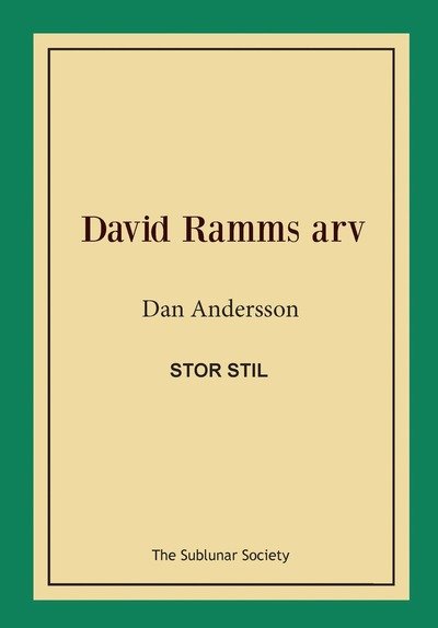 Cover for Dan Andersson · David Ramms arv (stor stil) (Book) (2019)