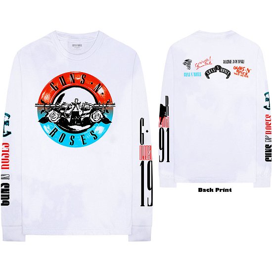 Cover for Guns N Roses · Guns N' Roses Unisex Long Sleeve T-Shirt: Motorcross Logo (Back &amp; Sleeve Print) (CLOTHES) [size S] [White - Unisex edition]