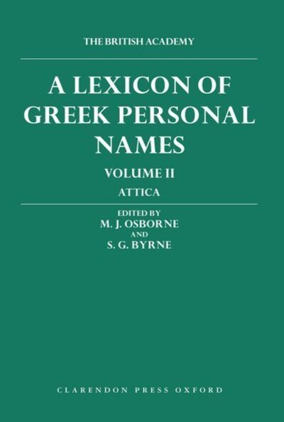 Cover for Osborne · A Lexicon of Greek Personal Names: Volume II: Attica - Lexicon of Greek Personal Names (Gebundenes Buch) (1994)