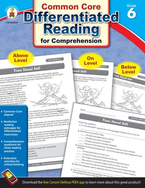 Common Core Differentiated Reading for Comprehension, Grade 6 - Carson-dellosa Publishing - Books - Carson Dellosa Publishing Company - 9781483804903 - February 3, 2014