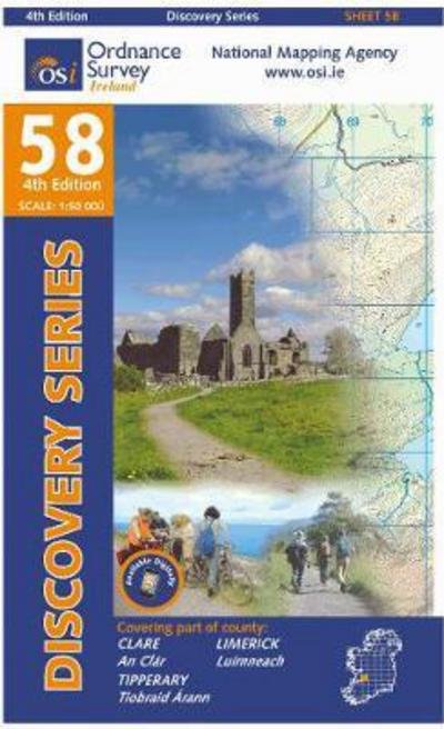 Cover for Ordnance Survey Ireland · Discovery Map 58 Clare Limerick Tipperar (Kort) [4 Revised edition] (2012)