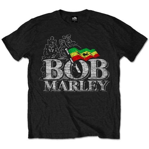 Cover for Bob Marley · Bob Marley Unisex T-Shirt: Distressed Logo (T-shirt) [size L] [Black - Unisex edition] (2015)