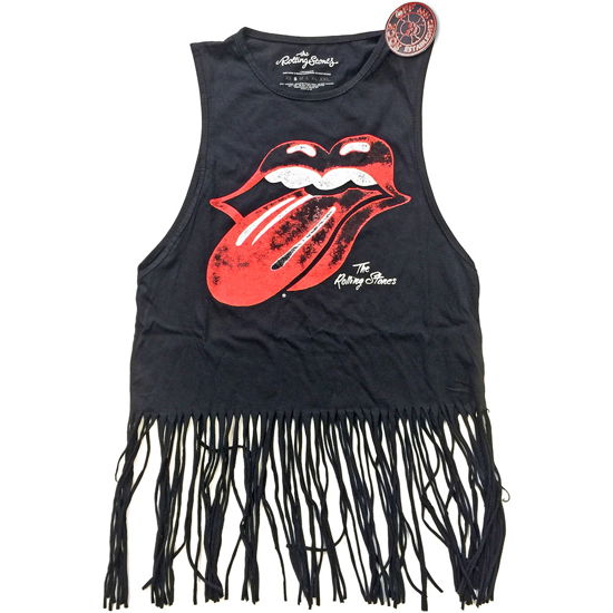 The Rolling Stones Ladies Vest T-Shirt: Vintage Tongue Logo (Tassels) - The Rolling Stones - Marchandise - Bravado - 5055979986904 - 
