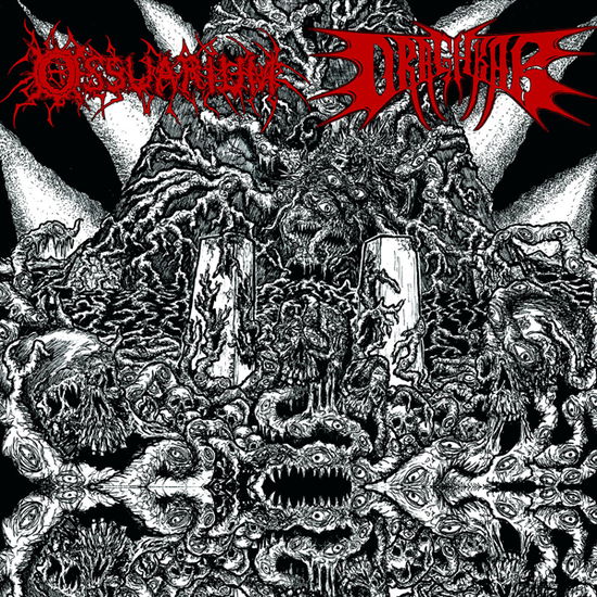 Cover for Ossuarium / Draghkar · Calcified Trophies of Violence / World Unraveled (VINYL) (2025)