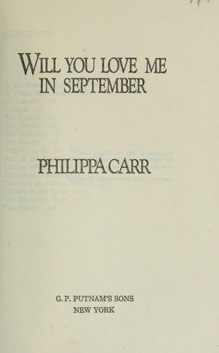 Cover for Victoria Holt · Will You Love Me September (Buch) (1981)