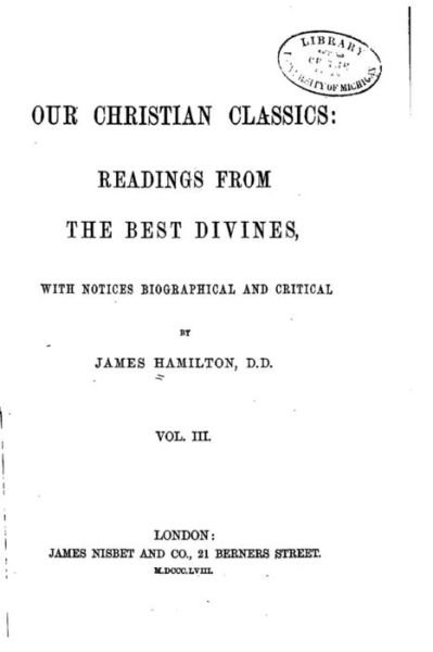 Cover for James Hamilton · Our Christian Classics, Readings from the Best Divines - Vol. III (Pocketbok) (2015)