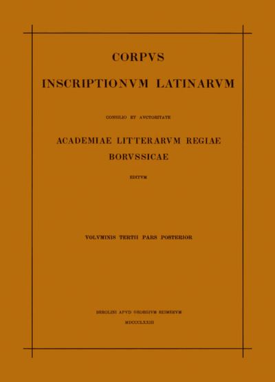 Cover for Theodor Mommsen · Res Gestae Divi Augusti, Edictum Diocletiani de Pretiis Rerum, Privilegia Militum Veteranorumque, Instrumenta Dacica Pars II (Book) (1958)