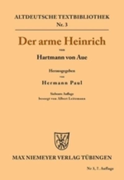 Cover for Hartmann Von Aue · Der arme Heinrich - Altdeutsche Textbibliothek (Paperback Book) [7th 7. Auflage edition] (1930)