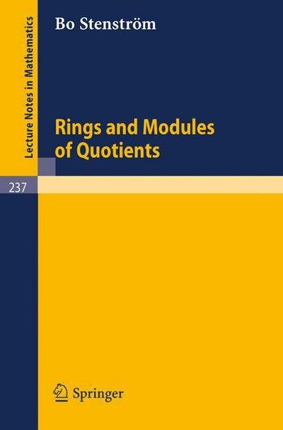 B. Stenstrom · Rings and Modules of Quotients - Lecture Notes in Mathematics (Taschenbuch) (1971)