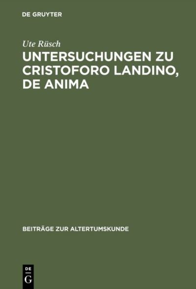 Cover for Rüsch · Untersuchungen zu Cristoforo Land (Book) (1993)