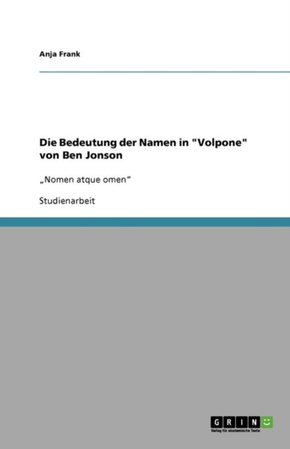 Cover for Frank · Die Bedeutung der Namen in &quot;Volpo (Buch) [German edition] (2009)