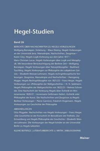 Cover for Otto Poeggeler · Hegel-Studien / Hegel-Studien Band 26 (Paperback Book) (1991)