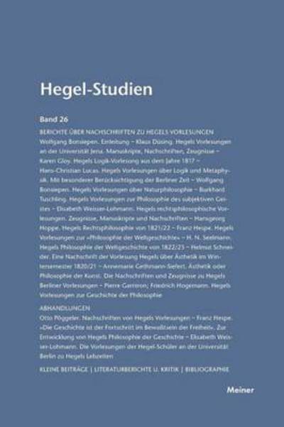 Hegel-Studien / Hegel-Studien Band 26 - Otto Poeggeler - Kirjat - Felix Meiner - 9783787314904 - 1991