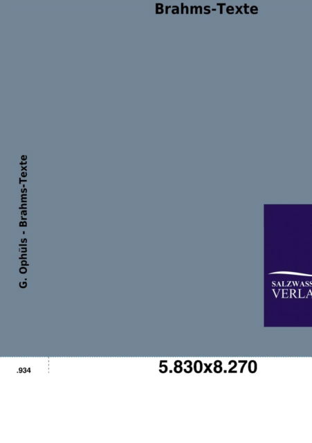 Brahms-texte - Ohne Autor - Boeken - Salzwasser-Verlag GmbH - 9783864448904 - 17 juli 2013