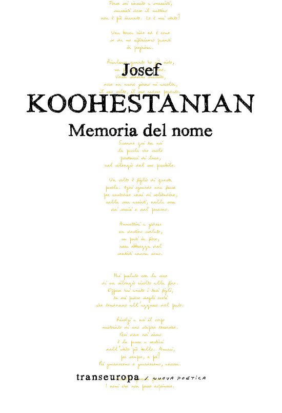 Cover for Josef Koohestanian · Memoria Del Nome (Book)