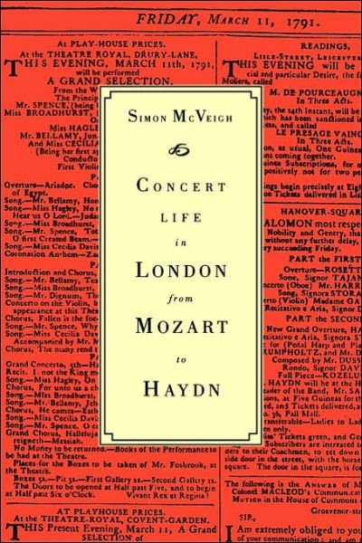 Cover for McVeigh, Simon (Goldsmiths, University of London) · Concert Life in London from Mozart to Haydn (Taschenbuch) (2006)
